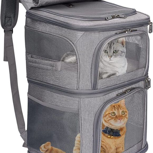 VOISTINO 2-in-1 Double Pet Carrier Backpack for Small Cats and Dogs - Picture 1 of 2
